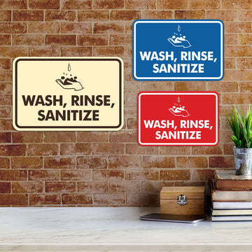 Signs ByLITA Classic Framed Wash, Rinse, Sanitize Wall or Door Sign